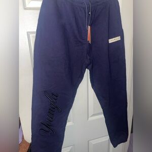 Young La Joggers Navy Blue Autograph Bodybuilder Training Gym Size large NWT
